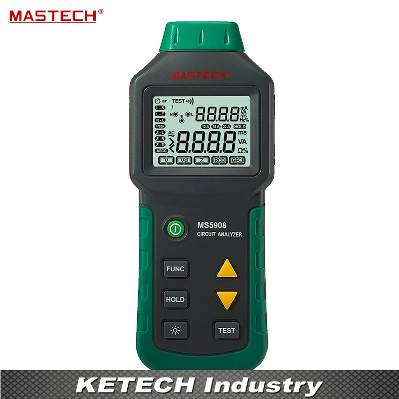 

Circuit Analyzer TRMS AC Low Voltage Distribution Line Fault Tester RCD GFCI Sockets Testing Mastech MS5908