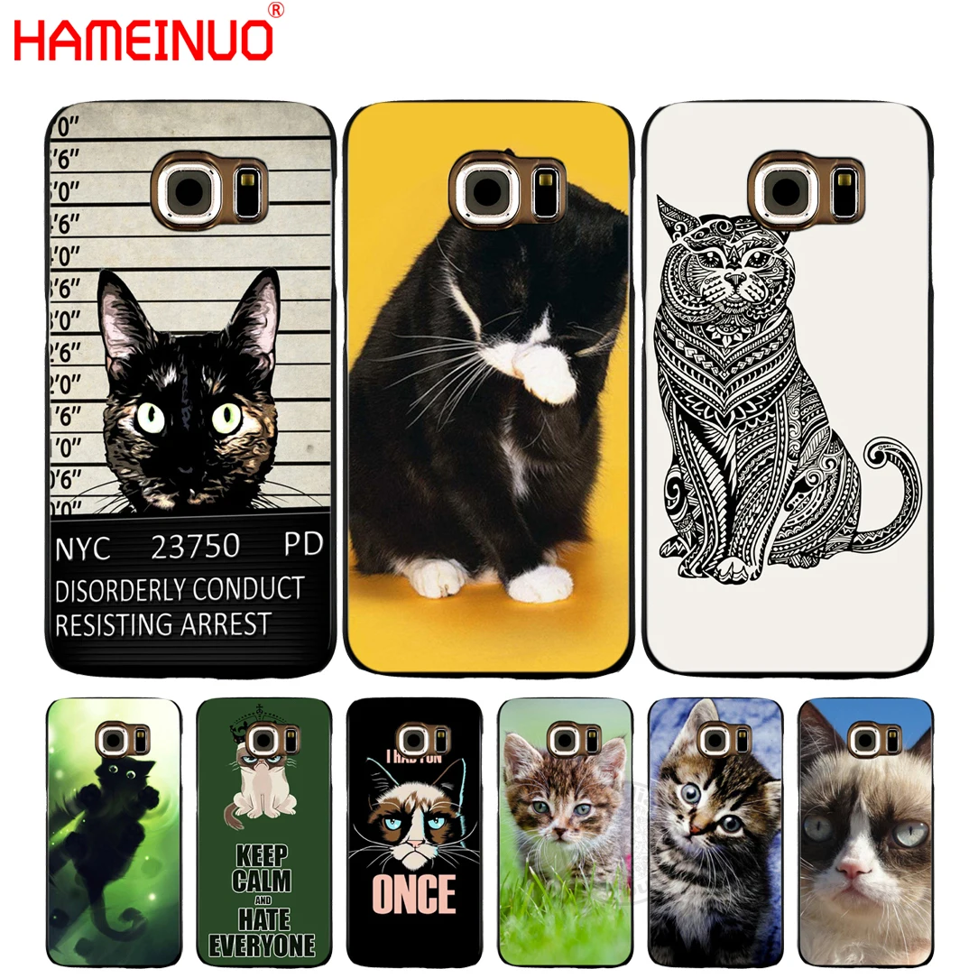HAMEINUO Cat Sitting At Roadside cell phone case cover for Samsung Galaxy S7 edge PLUS S8 S6 S5