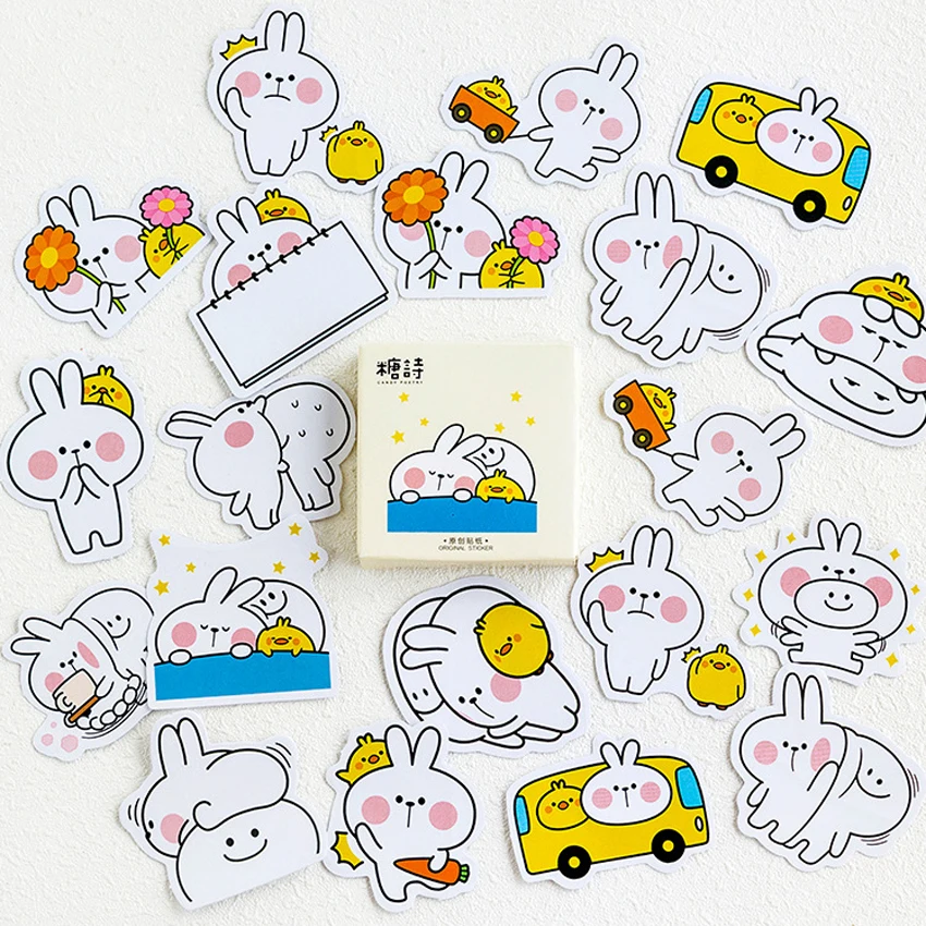 

45pcs/pack Kawaii Jumping Rabbit Sticker Mini Paper Diary Label Sealing Scrapbooking Decoration DIY Album Stickers Stationery