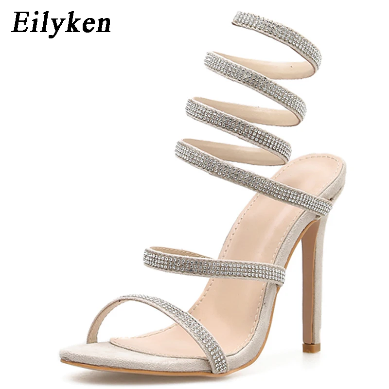 

Eilyken 2019 New Women's Summer Sandals Ankle Strap High Heels Platform Crystal Design Sexy Party Shoes For Women Size 35-40
