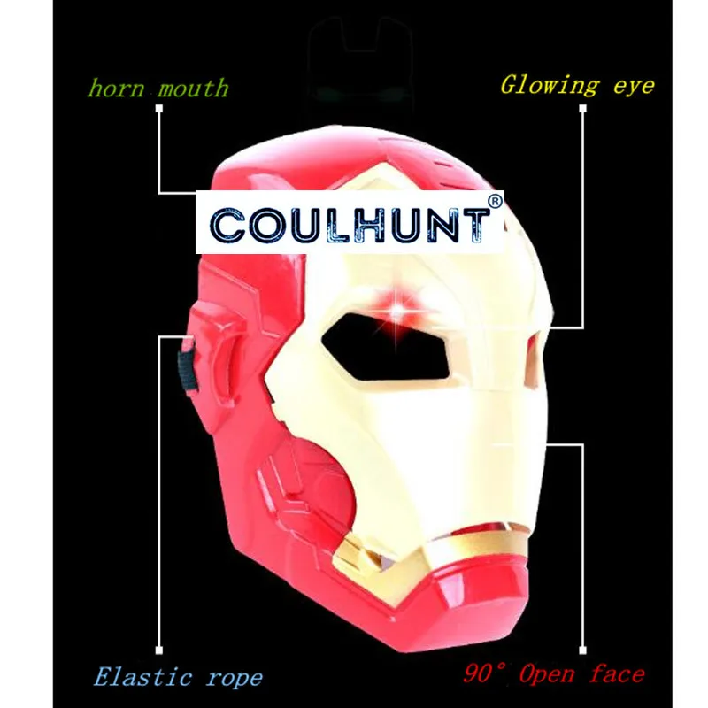 Железный человек, Тони Старк, Золотая маска, Мстители, супергерой, Капитан Америка, огненная пуля, маска для детей, Мстители, косплей, маска, светодиодный светильник