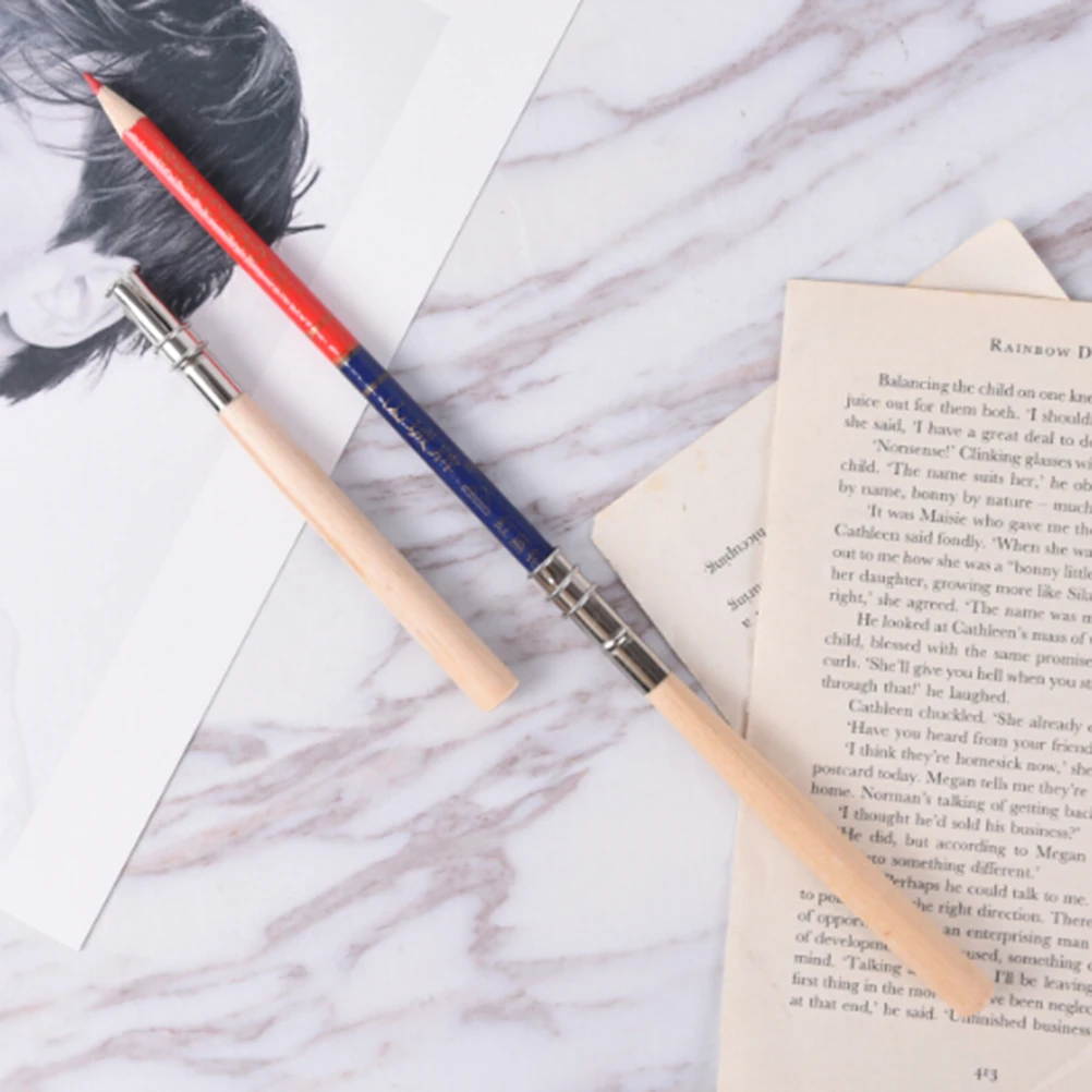 2 Pcs Adjustable Wood Pencil Lengthener Single Pole Head Pencil