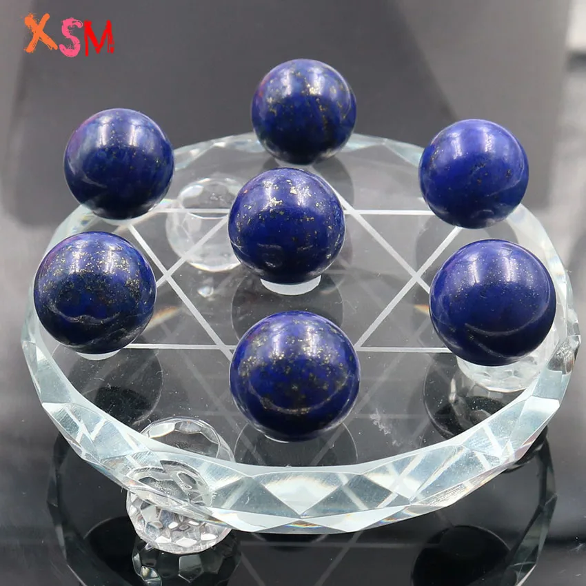 XSM натуральный белый кристалл сиденье подставка пластина база шар Сфера семь звезд массив фэн-шуй элемент рейки 7 энергия чакры Медитация - Окраска металла: Lapis Lazuli