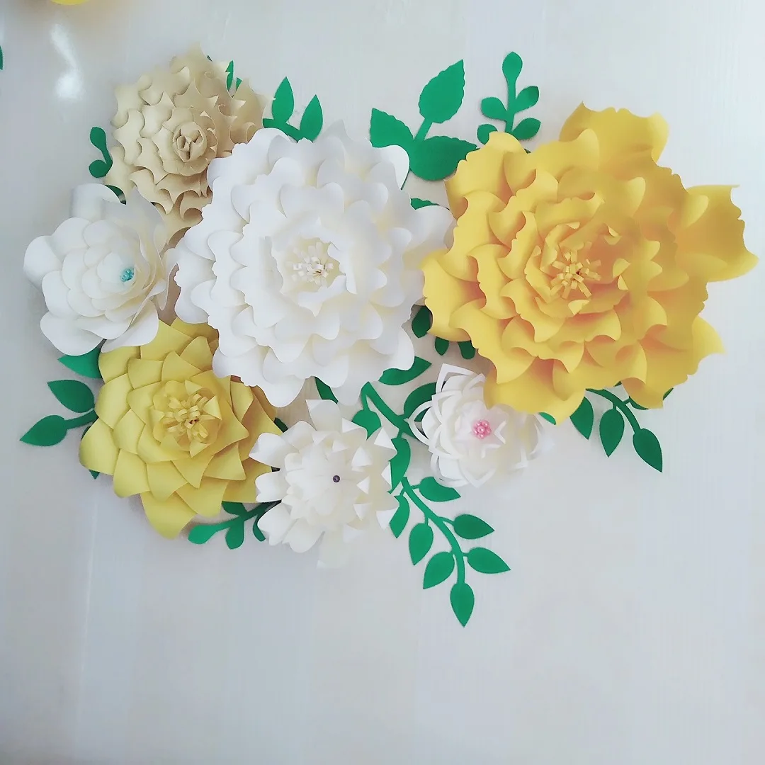 Giant Paper Flowers 7PCS + Leaves 11PCS Wedding Backdrop Photography Bridal Shower Centerpiece Photo Shoots Archway Decor | Дом и сад