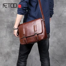 AETOO Retro casual head cowhide postman bag leather shoulder crossbody bag male handmade bag