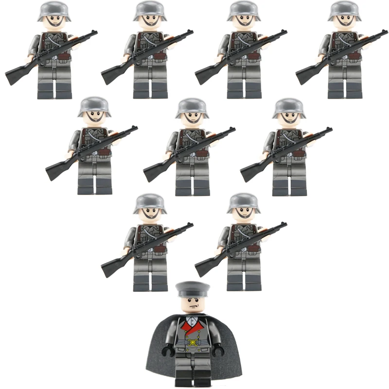 

10PCS WW2 German Army 98k Rifle Soldiers Building Blocks Bricks Military Figures Weapons Guns Model Accessories Brick Block Toys