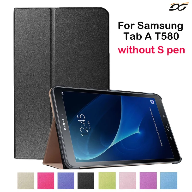 Baratos Para Samsung Galaxy Tab a 2016 6 10.1   pulgadas T580 T585 T587P WiFi 4G LTE plegable folio cubierta de la caja del cuero del soporte para la lengüeta 10.1