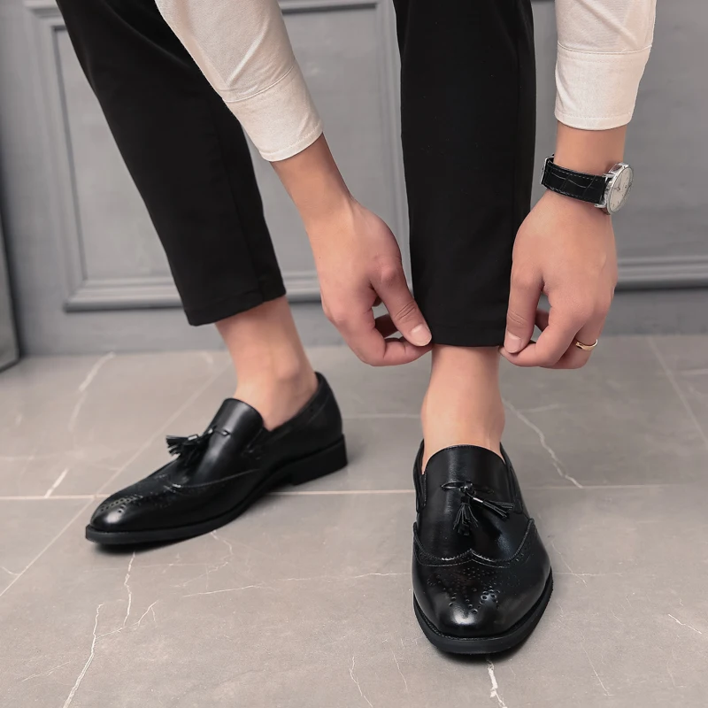 elegant formal leather shoes men luxury brand tassel dress male footwear italian office wedding moccasins homme brogue oxfords (8)
