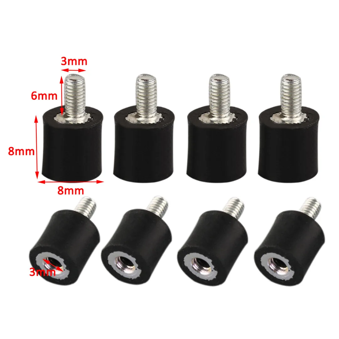 8pcs/set M3 Male Female Anti Vibration Rubber Isolator Mounts Set 8mm*8mm Tool accessories