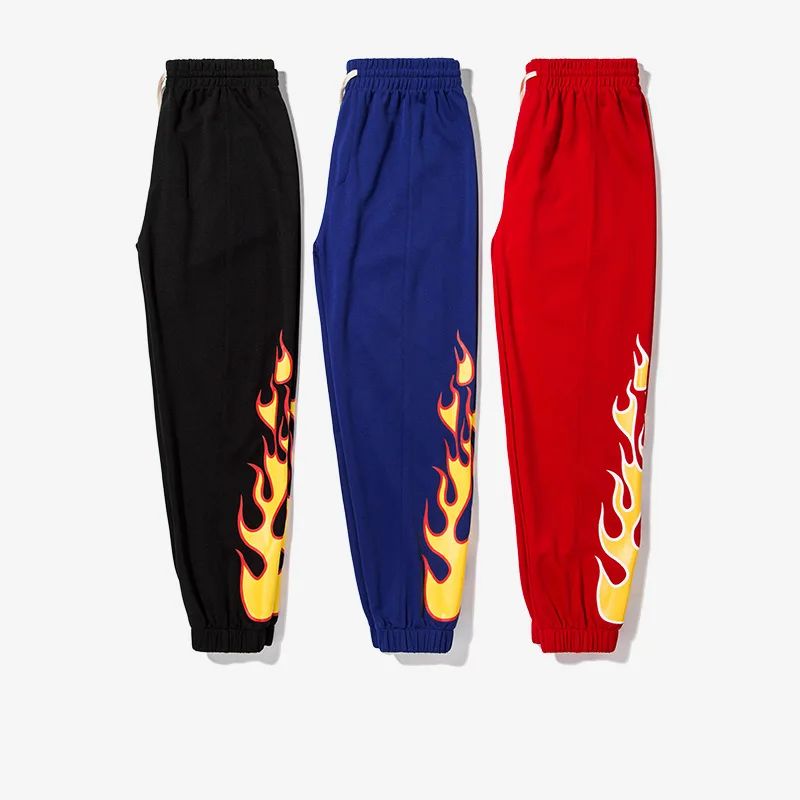 

SODA WATER Flame Printed Elastic Waist Track Pants Men Women Trousers Mens Fashion Dance Hip Hop Joggers Sweatpants 358W17