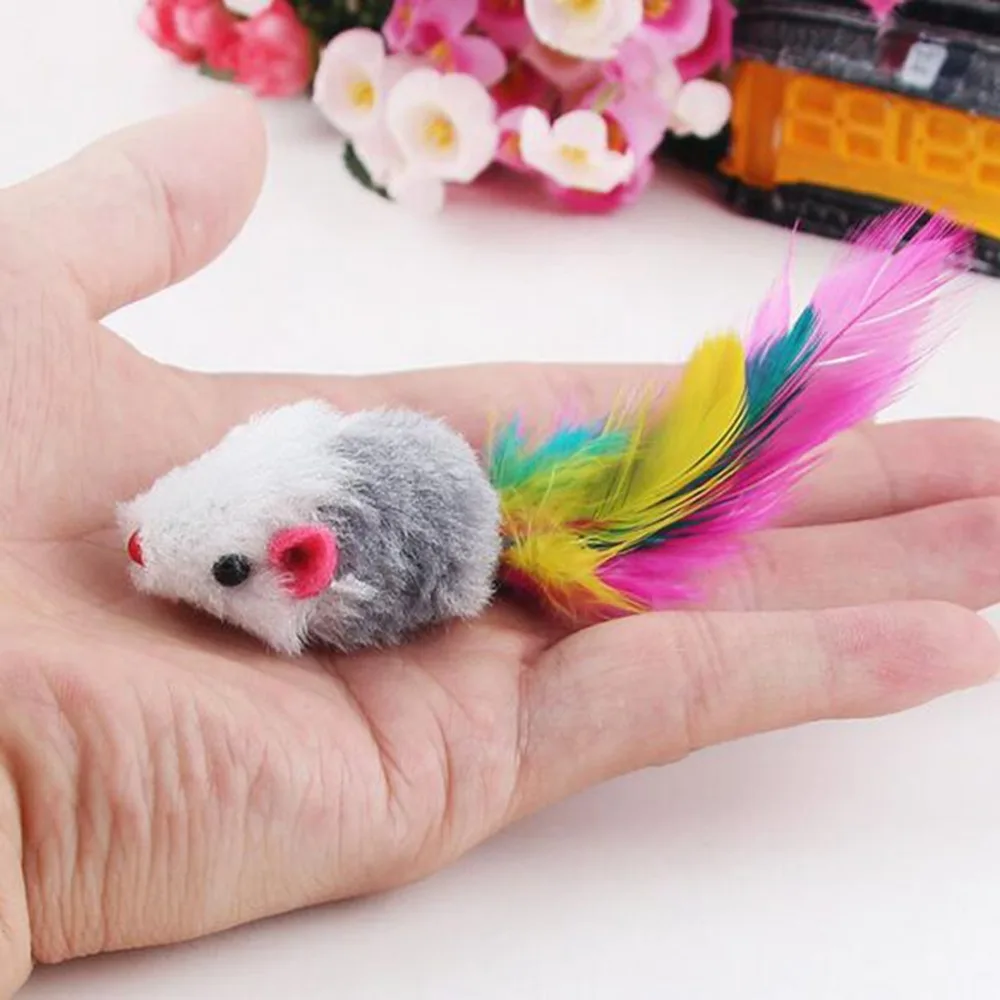 YVYOO 10Pcs/lot Soft Fleece False Mouse Cat Toys Colorful Feather Funny Playing Toys For Cats Kitten D12 YVYOO 10Pcs/lot Soft Fleece False Mouse Cat Toys Colorful Feather Funny Playing Toys For Cats Kitten D12
