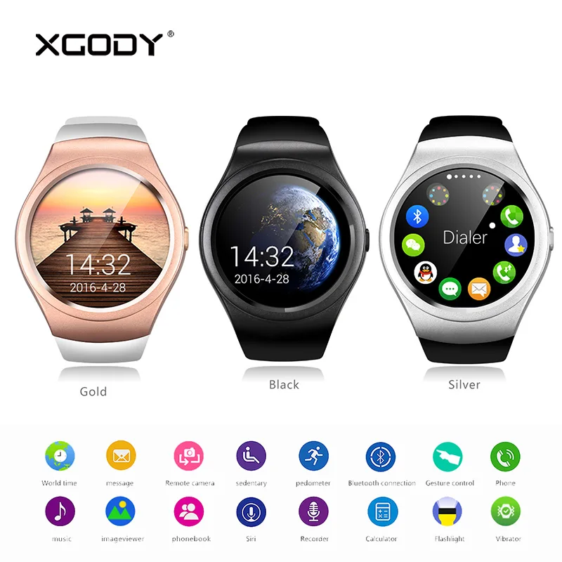 

XGODY V365 Waterproof Smart Watch Men iOS Android Connectivity Smartwatches with Sim Card Heart Rate Pedometer Bluetooth Sports