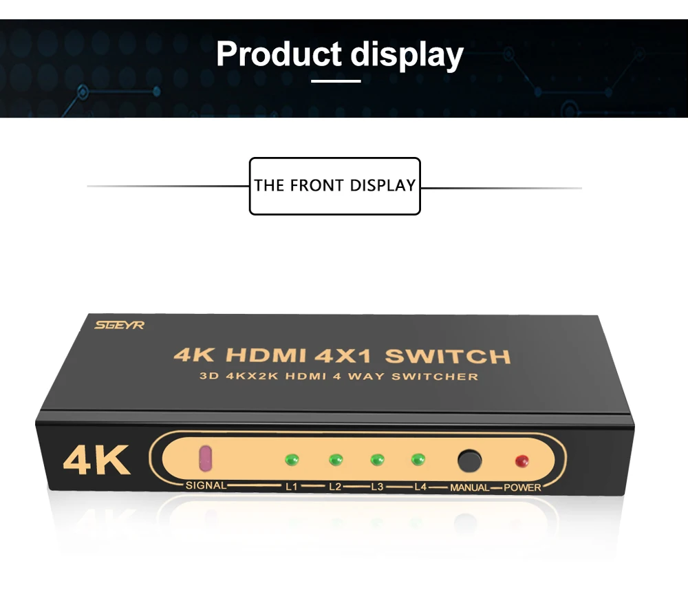 SGEYR 4 порта HDMI переключатель сплиттер 4x1 HDMI коммутатор 4k x 2K 4 в 1 поддержка 4K x 2K 1080p 4K с ИК дистанционное управление, разъем HDMI адаптер