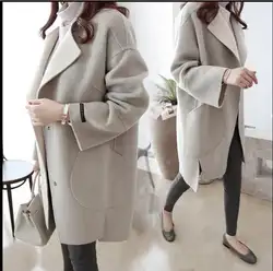 2019 новая Корейская версия свободного пальто в длинный абзац женская зимняя одежда шерстяное пальто