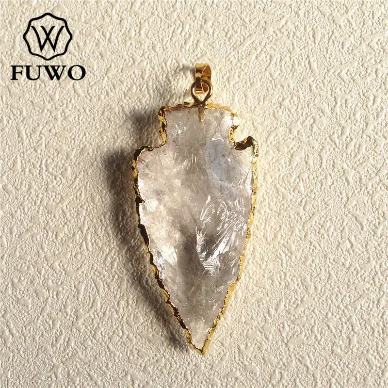 Aliexpress.com : Buy FUWO Natural Crystal Quartz Arrowhead Pendant 24K