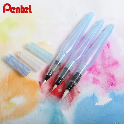 Ручка для акварельных кистей Pentel, ручка для акварельных кистей, наконечники для заливки чернил, ручка для акварельных кистей, Цветная кисть для рисования, сплошной цвет воды, Мате