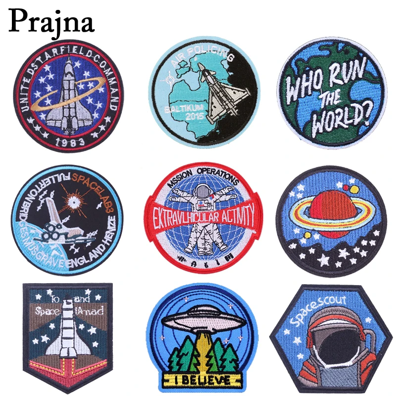 

Prajna Universe Space Patch ET Iron On Patches Badge Clothes Embroidery Applique Jackets Fabric Sticker Backpack Decoration E