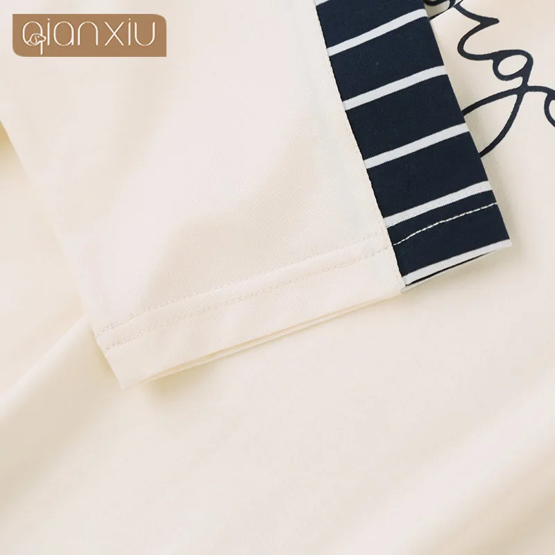 Qianxiu Pajamas For Men Stripes Cotton Women&Men Pajama set Short sleeve shorts Lounge Wear 918117 Qianxiu Pajamas For Men Stripes Cotton Women&Men Pajama set Short sleeve shorts Lounge Wear 918117
