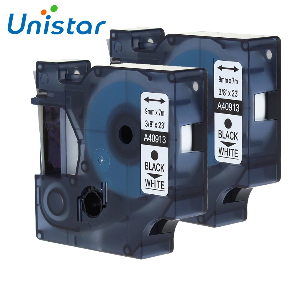 UNISTAR 2Pcs Tape Cartridge For DYMO Label Printer 40913 Compatible