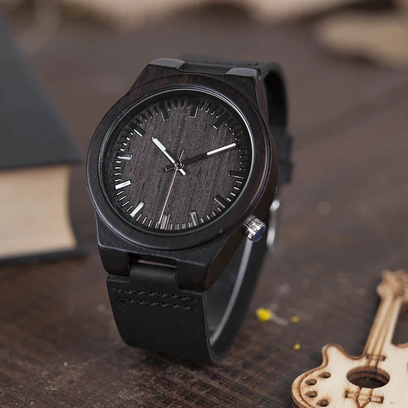 Relogio masculino BOBO BIRD деревянные часы для мужчин кварт reloj mujer Ebony мужские наручные часы montre homme светящиеся иглы в подарочной коробке