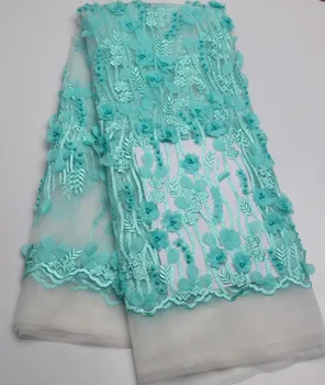 

Fashionable Mesh Beaded Lace French Net Lace Fabric High-End Nigerian Lace Fabrics For Wedding Dress QF454B-2