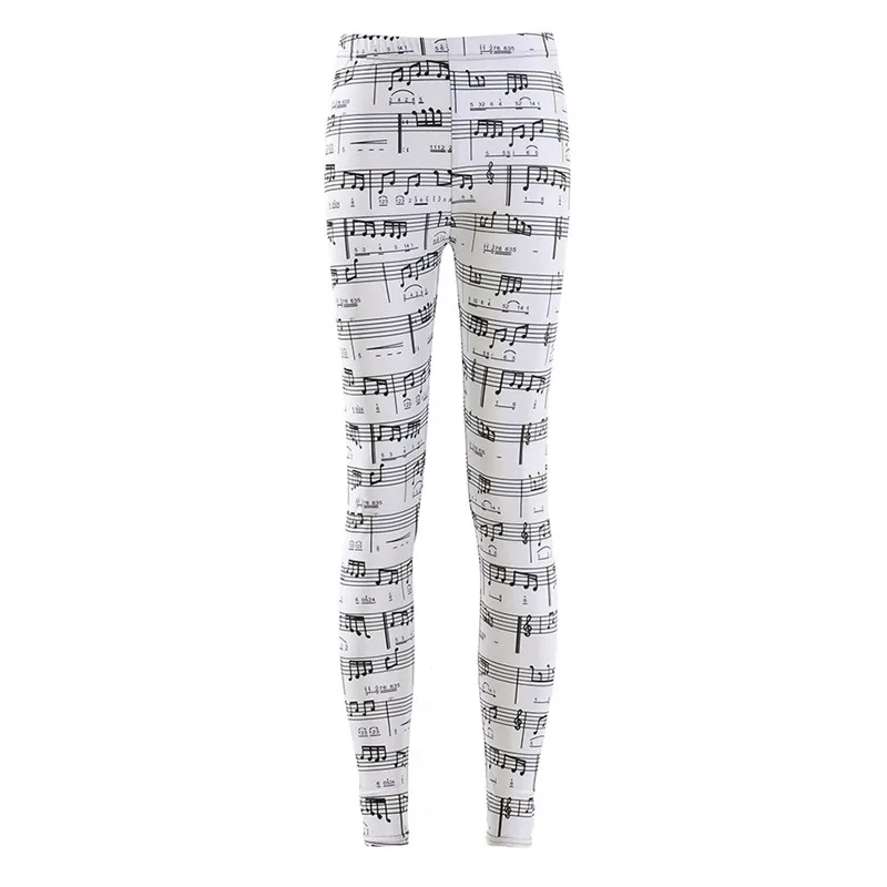 

DOUBCHOW Womens Music Note Digital Print Cartoon Leggings Pants Spandex Shiny Stretchy Leggings Winter Costume Skinny Footless