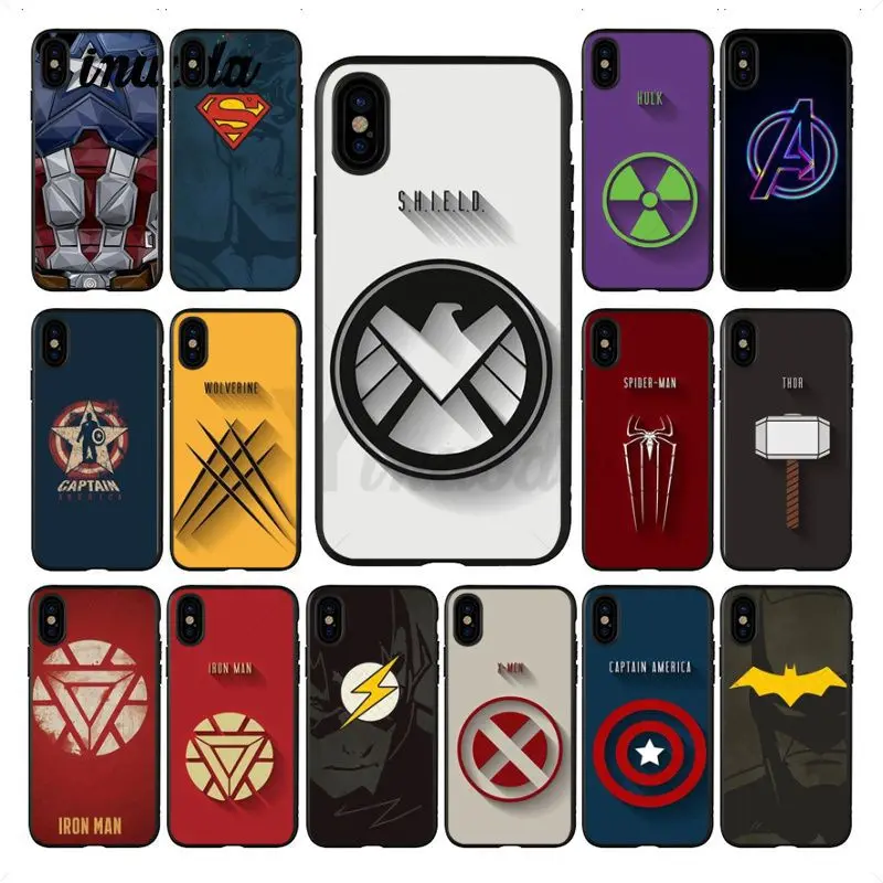 Yinuoda Marvel Superhero DIY Окрашенные черные силиконовые аксессуары для телефонов Чехол