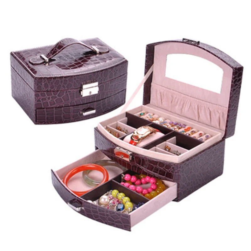 

Multilaye Design Jewelry Box Mirror Store more Jewelry Necklace Ring Earring Watch Jewel case Storage Jewelry Holder JB-11