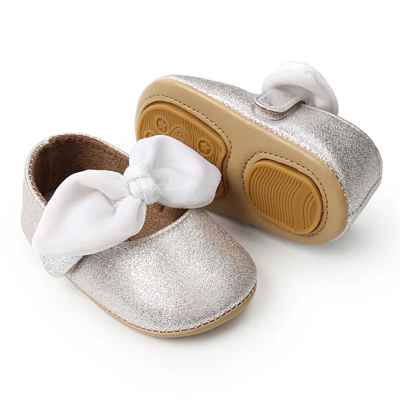 Sequins Baby Girl Bow-knot Soft Sole Shoes Anti-slip Shoes Princess First Walkers 0-18M