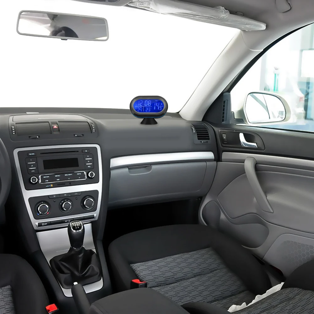 VST 7009 в 4 в 1 автомобиль цифровые часы напряжение индикатор Frost Будильник Повтор LED светодио дный 2 Цвет подсветка термометр Автомобильный вольтметр