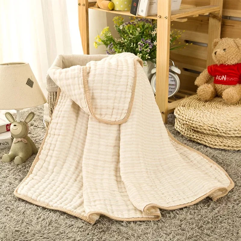 6 Layers Crinkle Cotton Gauze blanket 100 Natural Color Cotton 120x120