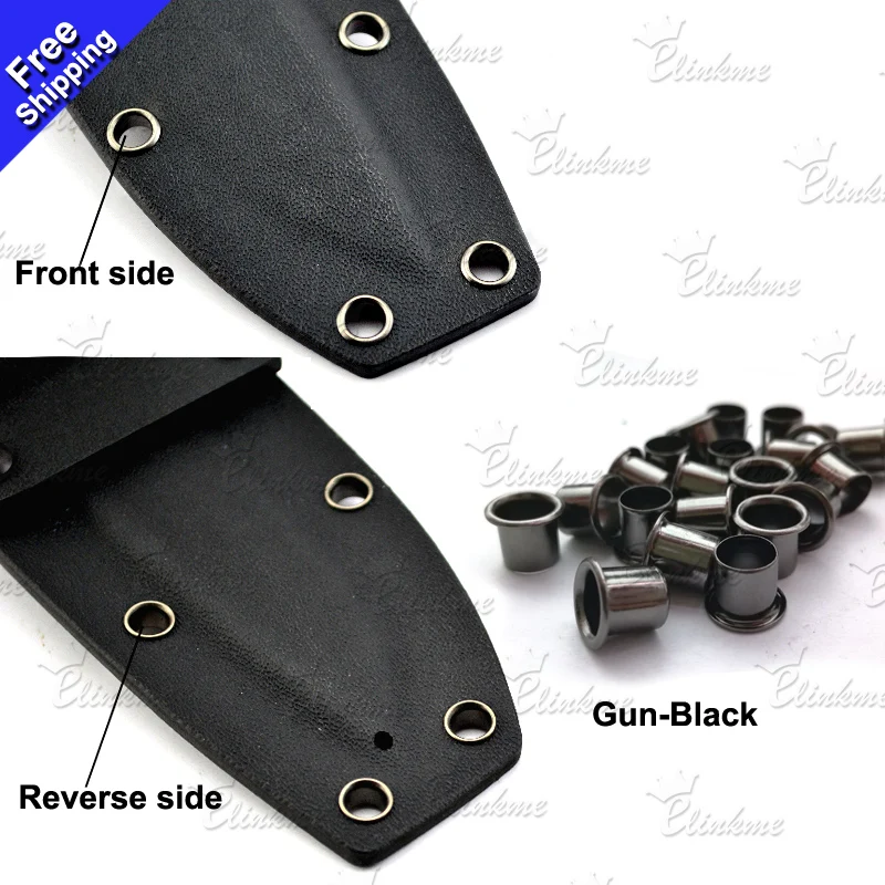 Tool + 100pcs GunBlack #8-8-7.2 (1/4" length under flange x 1/4" outside diameter) brass Eyelets krivets for .06"~0.8" Kydex 1pcs