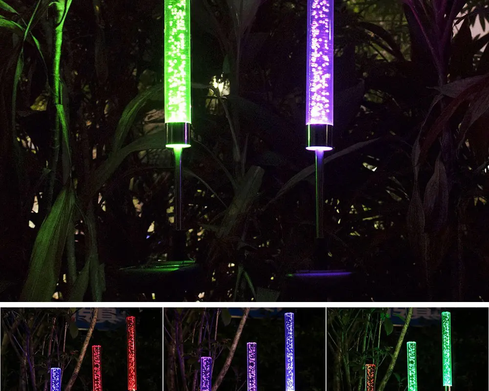 2 шт садовые солнечные огни, наружные солнечные трубчатые лампы, акриловые Пузырьковые RGB цвета, меняющие Кол-во огней для патио, украшения заднего двора