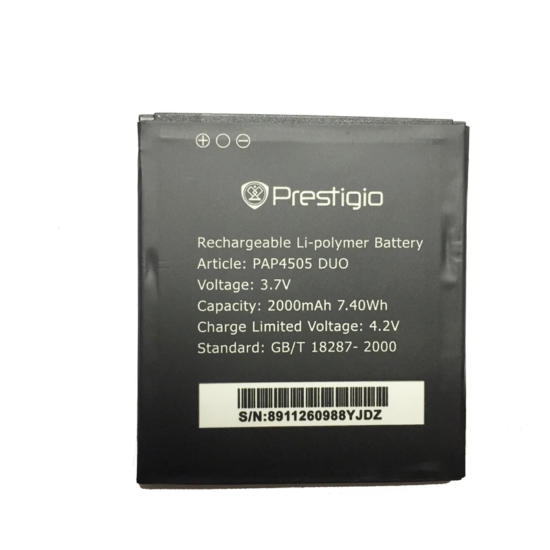 Мобильный аккумулятор 2000mAh PAP4505 для Prestigio MultiPhone PAP4505 DUO PAP 4505 литий-полимерные батареи