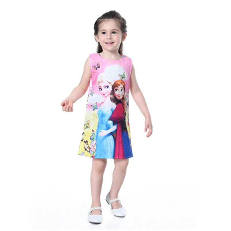 Disney Frozen Queen Children's Clothing Summer Princess Dress Printing Jacquard Anime Digital Printing Vest Dress Birthday Par Disney Frozen Queen Children's Clothing Summer Princess Dress Printing Jacquard Anime Digital Printing Vest Dress Birthday Par