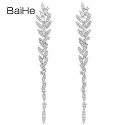 Baihe SOLID 14 К белого золота 0.66ct 100% из натуральной бриллиантами office/Карьера Обручение Ювелирные украшения уникальный подарок Серьги-гвоздики