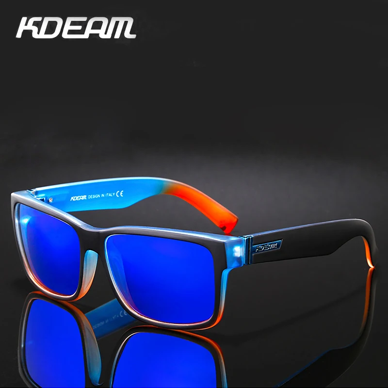 Спортивные мужские солнцезащитные очки KDEAM, Поляризованные, потрясающие цвета, солнцезащитные очки для улицы, стиль Elmore, солнцезащитные очки с коробкой XH1
