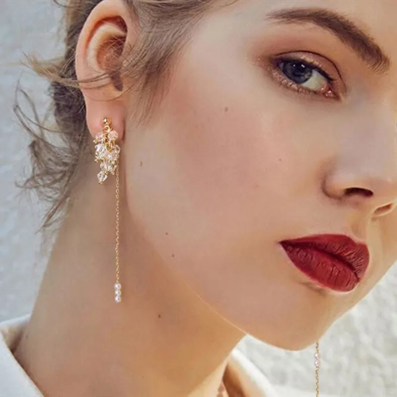 

Fashion acrylic Pearl pendant earrings Long tassel drop earring for women wedding jewelry elegant romantic earrings Accessories