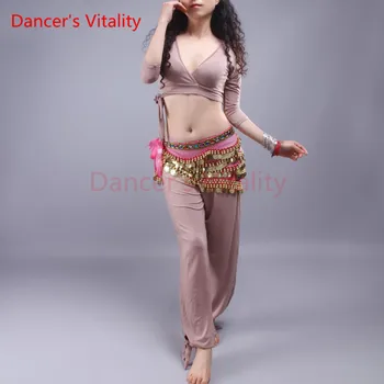 

Dancer's Vitality 2017 New Brand Belly Dance Costume Half Sleeve V Collar Casual Pants Oriental Dance Costumes For Tribal Dress