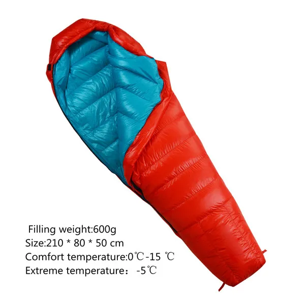 Winter Sleeping Bag Duck Down Filled 400g 600g 800g 1000g Ultralight Tent Sleeping Bag For Outdoor Camping Kiking Backpacking - Цвет: red blue 600g