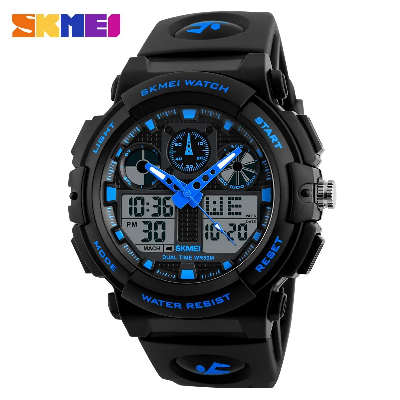 SKMEI Dual Display Wristwatches Men Sports Watches Digital Double Time Chronograph Time Watch Watwrproof Relogio Masculino