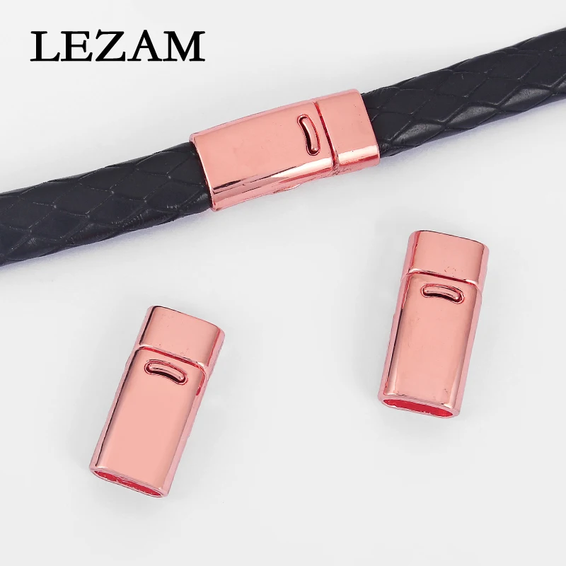 

5sets Rose Gold Strong Magnetic Clasp For 2 Strands 5mm Round Cord Or 10*5mm Leather Cord Diy Bracelet Jewelry Making Findings