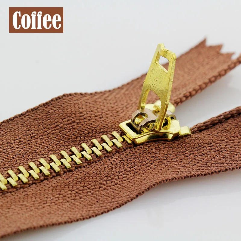 3# 5pcs 10/13/15/18/20cm metal brass auto lock close-end zippers for footwear fenim skirt sewing garment - Цвет: Coffee