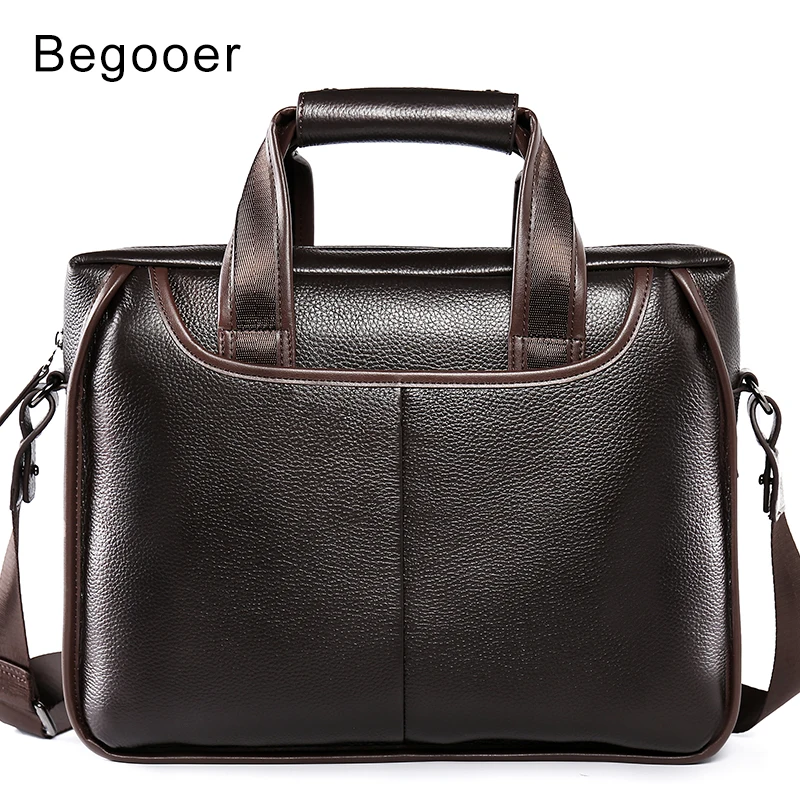 Begooer البقر حقيبة جلدية أصلية الأعمال الرجال حقائب الكمبيوتر المحمول حمل حقائب Crossbody أكياس حقيبة يد الرجال حقيبة ساعي