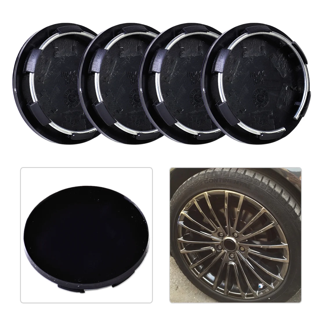 4-Pack 50mm Black Plastic Wheel Center Hub Caps – Fits VW, Mazda, Honda, Toyota, Ford & More