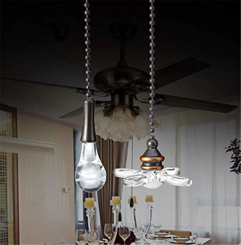 Us 7 79 22 Off Ceiling Fan Pull Chain 2pcs Lighting Glass Ball Fan Pull Chain 6 12inch Fan Pulls Set With Connector Decorative Ceiling Fan Lamp In