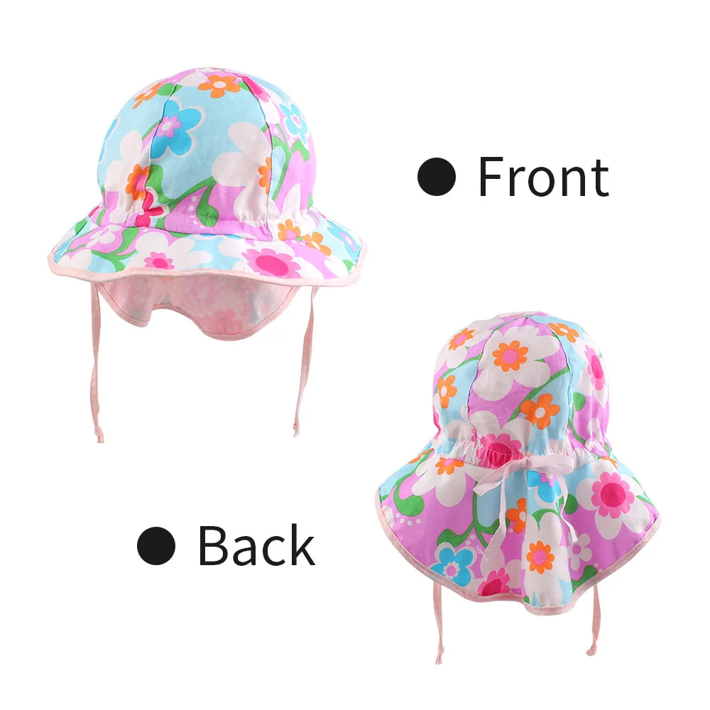 Floral Print Baby Sun Hat Infant Toddler Girls Summer UV Protection Cap withWide Brim and Neck Guard Ultra-Thin Breathable Cool (5)