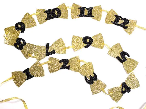 1-12 месяцев золото и черный галстуки Baby Shower первый день рождения гирлянды баннеры овсянки дети для фотосессий