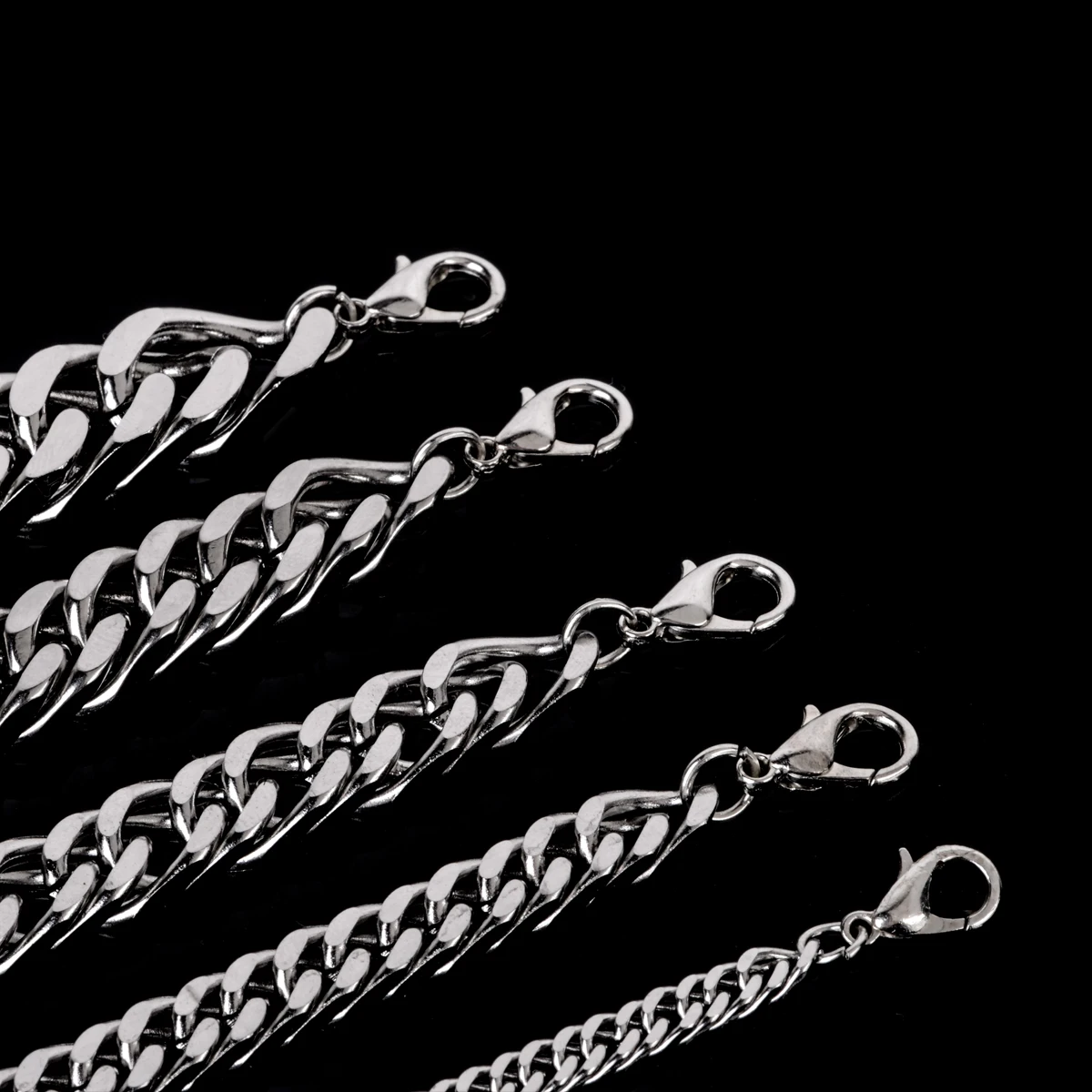 3mm/4mm/6mm/8mm/10mm/12mm Width Stainless Steel Chain Bracelet For Men Silver Color Bracelets & Bangles Vintage Hip Hop Jewelry