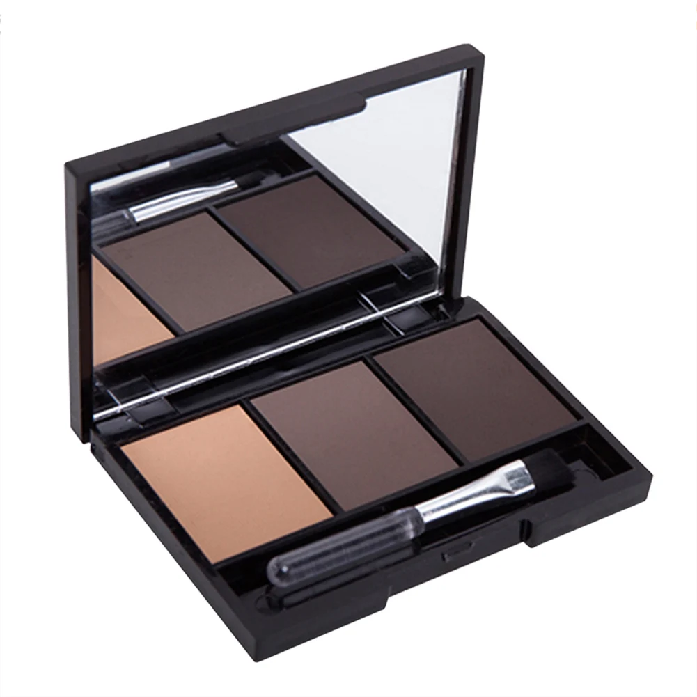 

3 Colors Eyebrow Powder Palette Waterproof Eyeshadow Cosmetic Brush Mirror Box Makeup Tool Set 789